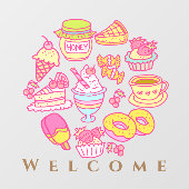 Sweet Bakery en Drinken Welkom Venster Cling Raamsticker (Vel)