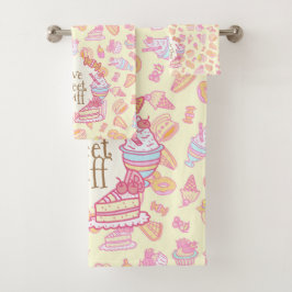 Sweet Bakery en Drinken Yellow Bath Handdoek Set