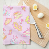 Sweet Bakkerij en Drinken Roze Theedoek (Quarter Fold)