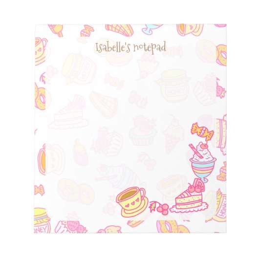 Sweet Bakkerij en Drinken Wit Notitieblok (Voorkant)