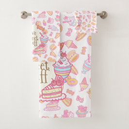 Sweet Bakkerij en Drinken Witte Badhanddoek Set Bad Handdoek