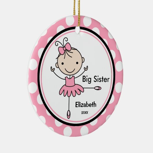Sweet Ballerina Big Sister kerstversiering Keramisch Ornament (Rechts)