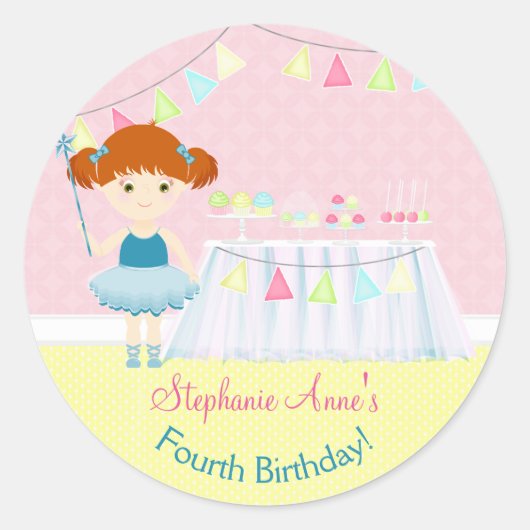 Sweet Ballerina Cupcake Celebration Ronde Sticker (Voorkant)