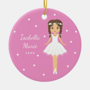 Sweet Ballerina Cute Pink Ballet Dancer Kerstmis Keramisch Ornament