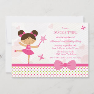 Sweet ballerina meisje verjaardagsfeestje uitnodig kaart