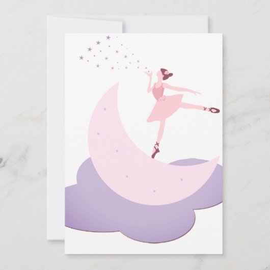 Sweet ballerina moon, uitnodiging voor baby shower (Achterkant)