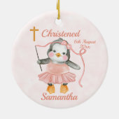 Sweet Baptisme Penguin Ballerina Pink Keramisch Ornament (Achterkant)