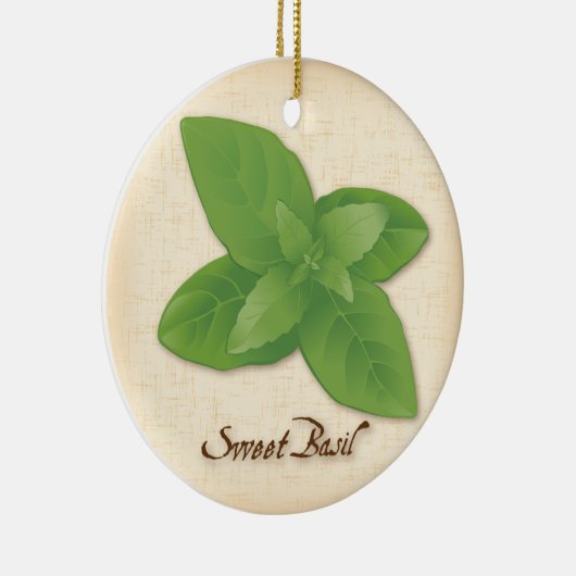 Sweet Basil Herb Keramisch Ornament (Rechts)