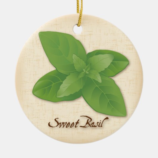 Sweet Basil Herb Keramisch Ornament (Voorkant)