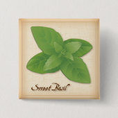 Sweet Basil Herb Vierkante Button 5,1 Cm (Voorkant)