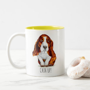 Sweet Basset Hound Chin Up Tweekleurige Koffiemok