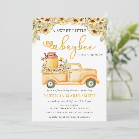 Sweet Baybee is op weg honingbij Baby shower Kaart (Staand voorkant)