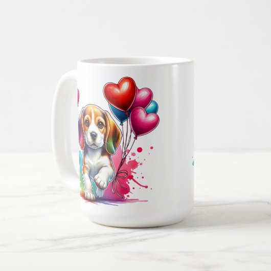 Sweet Beagle Pup Valentijn Koffiemok (Voorkant links)