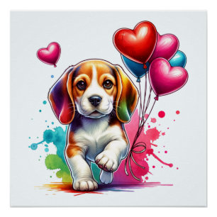 Sweet Beagle Pup Valentijn Perfect Poster
