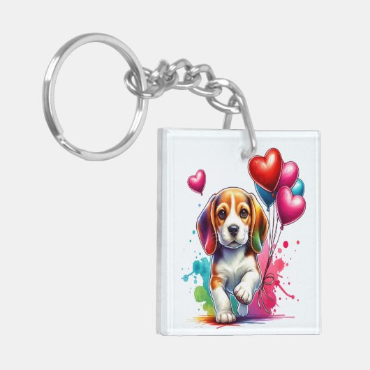 Sweet Beagle Pup Valentijn Sleutelhanger (Voorkant Links)