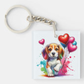 Sweet Beagle Pup Valentijn Sleutelhanger (Voorkant)