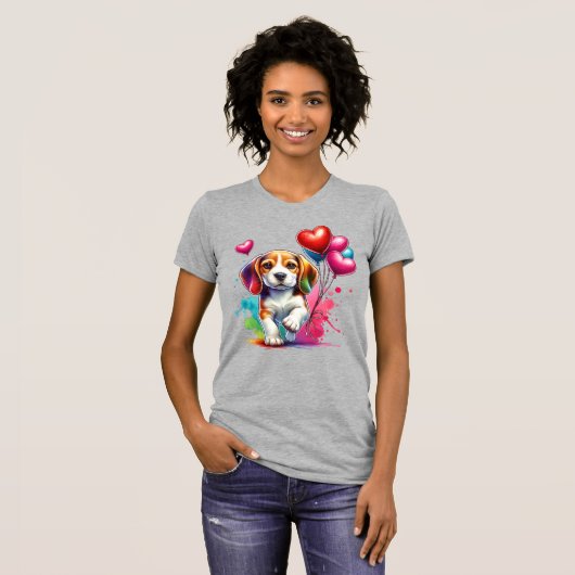 Sweet Beagle Pup Valentijn T-shirt (Voorkant volledig)