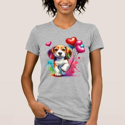 Sweet Beagle Pup Valentijn T-shirt (Voorkant)
