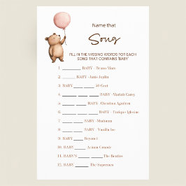 Sweet Bear Baby Shower Name That Song Game Flyer
