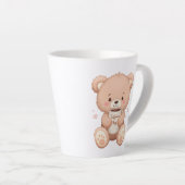 Sweet Bear Hugging a Coffee Mug Latte Mok (Rechterhoek)