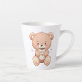 Sweet Bear Hugging a Coffee Mug Latte Mok (Rechts)