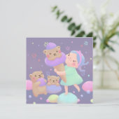 Sweet Bear Ice Cream Illustration Feestdagenkaart (Staand voorkant)