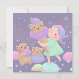 Sweet Bear Ice Cream Illustration Feestdagenkaart