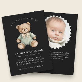 Sweet Bear Memorial Baby Funeral Announcement Kaart