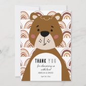 Sweet Bear Rainbow Thank You Baby Shower Bedankkaart (Voorkant)
