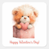 Sweet Bear Valentine Gift Art Vierkante Sticker (Voorkant)