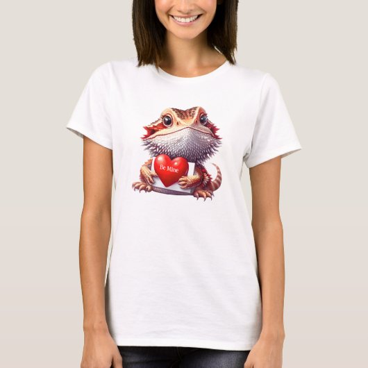 Sweet Bearded Dragon Be Mine Valentijn T-shirt (Voorkant)