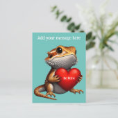 Sweet Bearded Dragon Groene Valentijn Briefkaart (Staand voorkant)