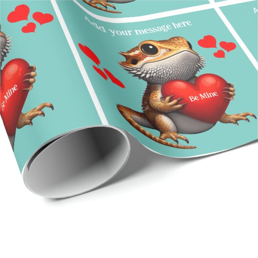 Sweet Bearded Dragon Groene Valentijn Cadeaupapier (Rol Hoek)