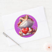 Sweet Bearded Dragon Paarse Valentijn Ronde Sticker (Envelop)