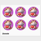 Sweet Bearded Dragon Paarse Valentijn Ronde Sticker (Vel)