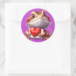 Sweet Bearded Dragon Paarse Valentijn Ronde Sticker