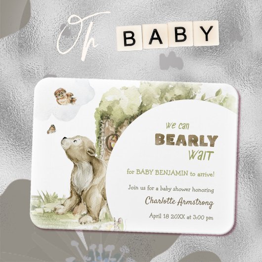 Sweet Bearly Wait Baby shower Uitnodiging Magneet
