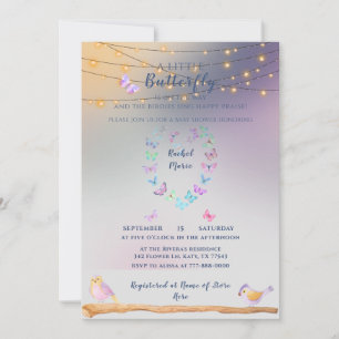 Sweet Beautiful Butterfly Heart Baby shower Kaart