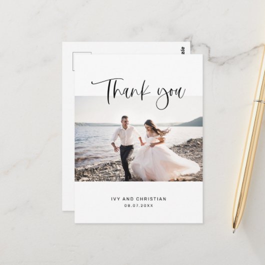 Sweet Bedankt voor je bruiloft Briefkaart Foto (Voorkant / Achterkant in situ)