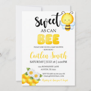 Sweet Bee Baby shower Bumblebee Uitnodiging