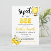 Sweet Bee Baby shower Bumblebee Uitnodiging (Staand voorkant)