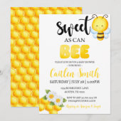 Sweet Bee Baby shower Bumblebee Uitnodiging (Voorkant / Achterkant)