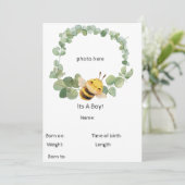 Sweet Bee Birth Aankondiging (Staand voorkant)