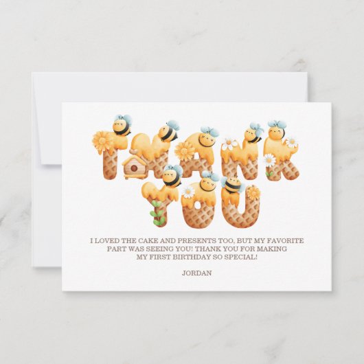 Sweet Bee Birthday Bedankkaart (Voorkant)