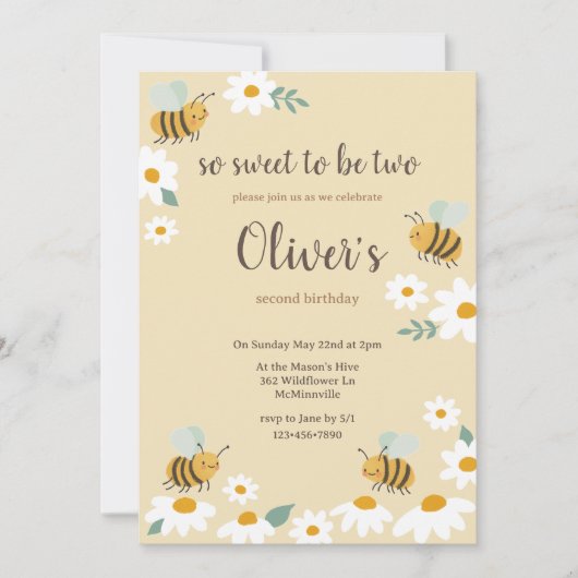 Sweet Bee Birthday Kaart (Voorkant)