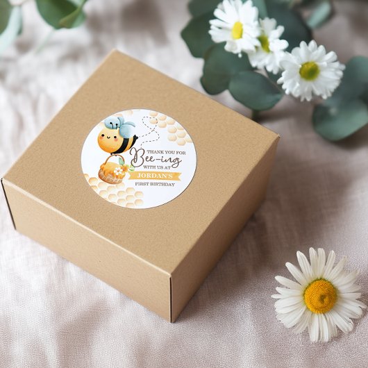 Sweet Bee Birthday Ronde Sticker