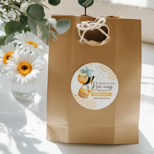 Sweet Bee Birthday Ronde Sticker