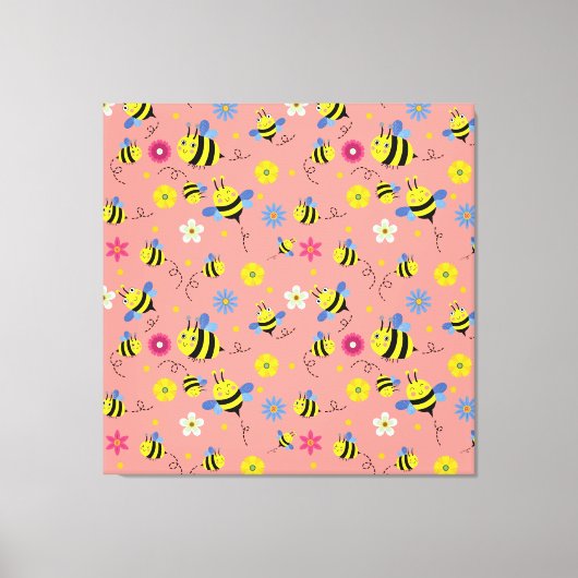 Sweet Bee Blossom Garden Canvas Afdruk (Voorkant)