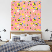 Sweet Bee Blossom Garden Canvas Afdruk (Insitu (Slaapkamer))