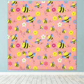 Sweet Bee Blossom Garden Canvas Afdruk (Insitu (Houten vloer))
